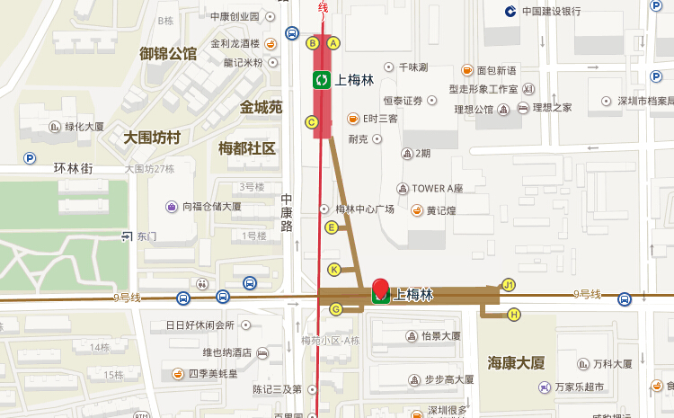 深圳地铁9号线上梅林站站台包柱广告